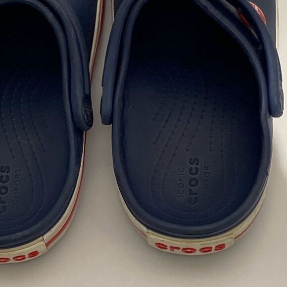 Crocs toddler Navy Blue Crocband Red Stripe Slip-On Comfort Clogs Size 10 - Picture 4 of 9